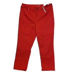 NWT Chico's Red Slim Fit Platinum Girlfriend Crop Stretch Sateen Pants Size 1X